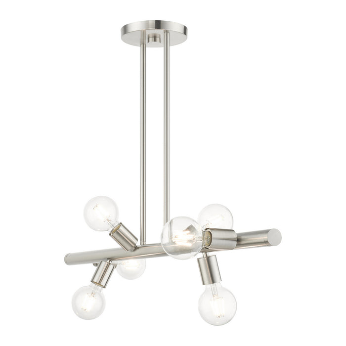 Livex Lighting 45866-91 Six Light Linear Chandelier, Brushed Nickel