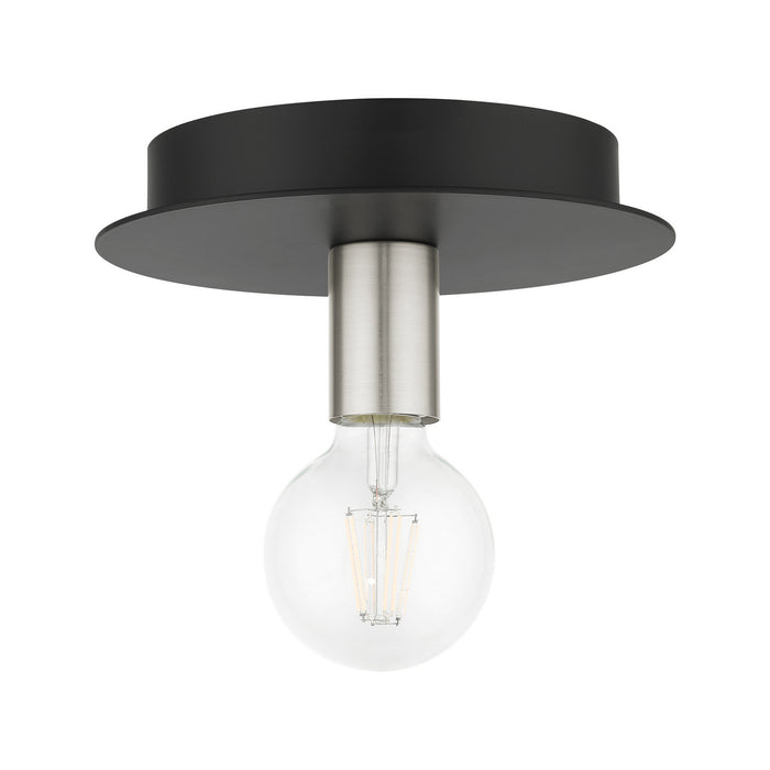 Livex Lighting 45871-04 One Light Flush Mount, Black w/ Brushed Nickels