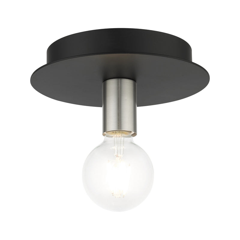 Livex Lighting 45871-04 One Light Flush Mount, Black w/ Brushed Nickels