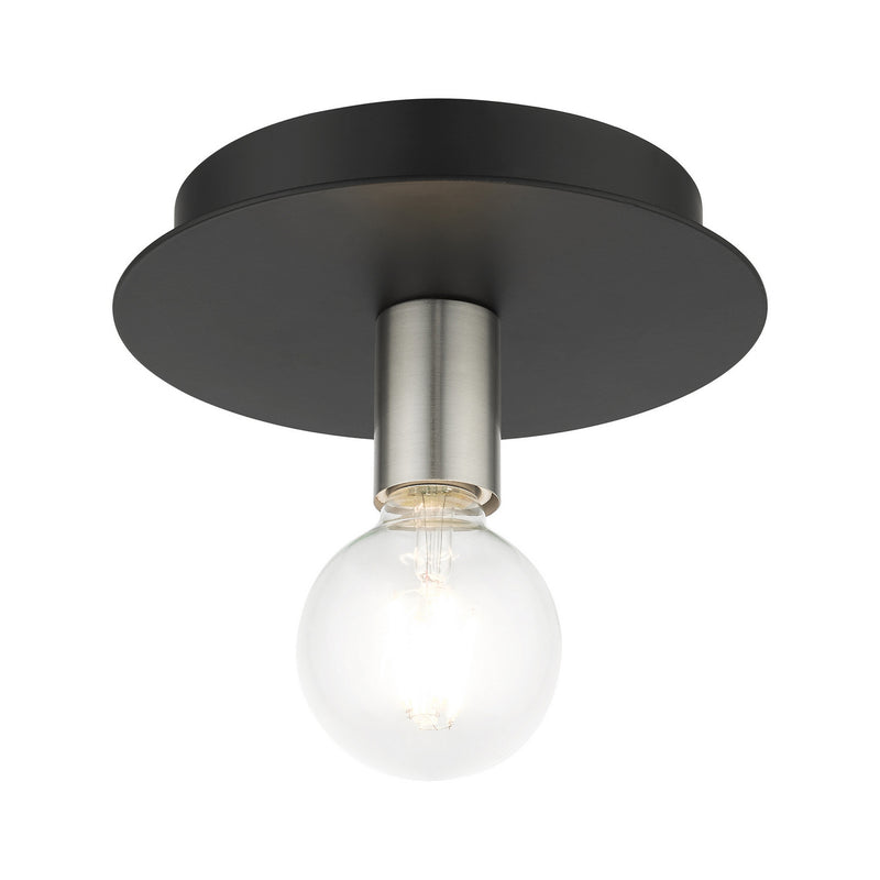 Livex Lighting 45871-04 One Light Flush Mount, Black w/ Brushed Nickels