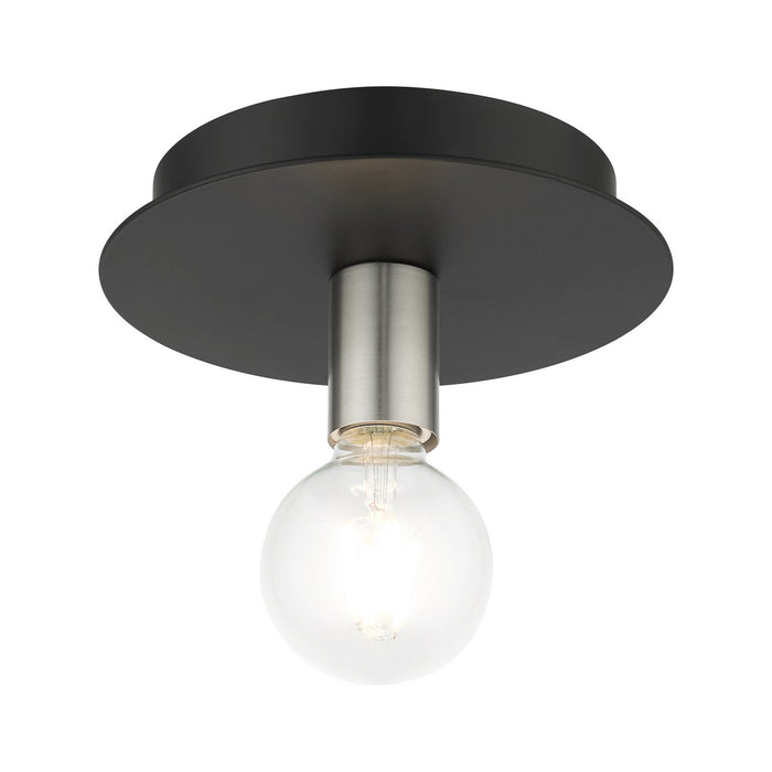 Livex Lighting 45871-04 One Light Flush Mount, Black w/ Brushed Nickels