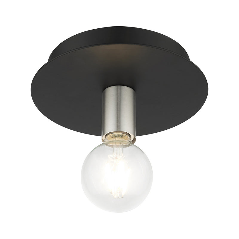 Livex Lighting 45871-04 One Light Flush Mount, Black w/ Brushed Nickels