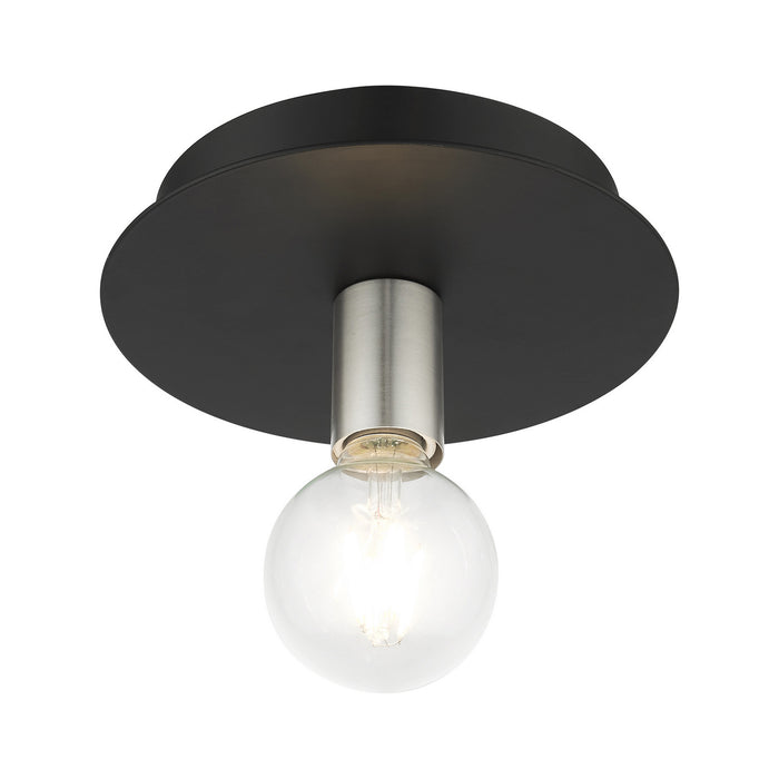 Livex Lighting 45871-04 One Light Flush Mount, Black w/ Brushed Nickels