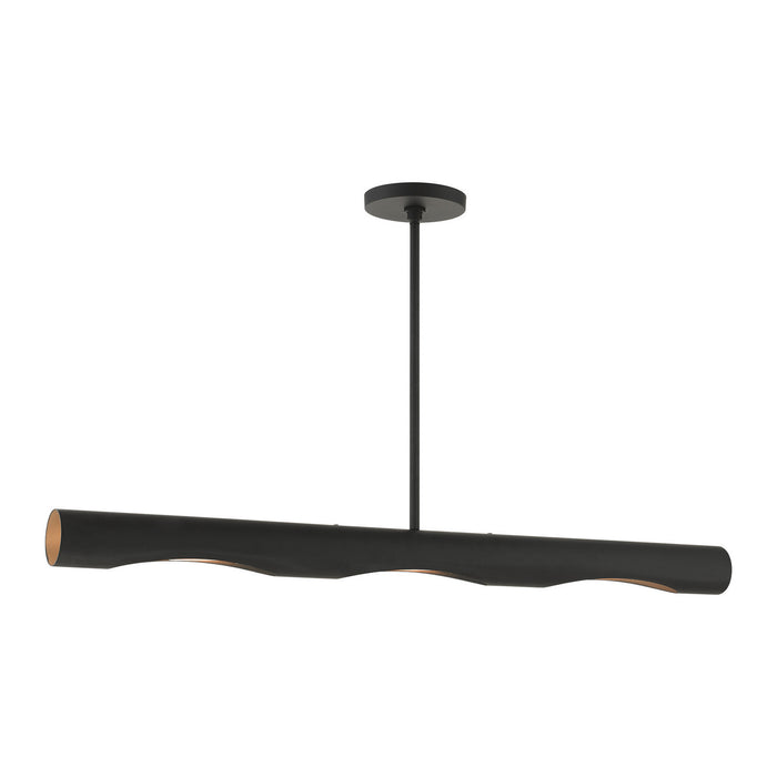 Livex Lighting 45897-04 Three Light Linear Chandelier, Black