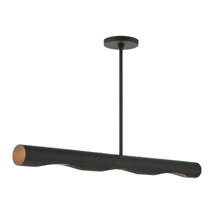 Livex Lighting 45897-04 Three Light Linear Chandelier, Black