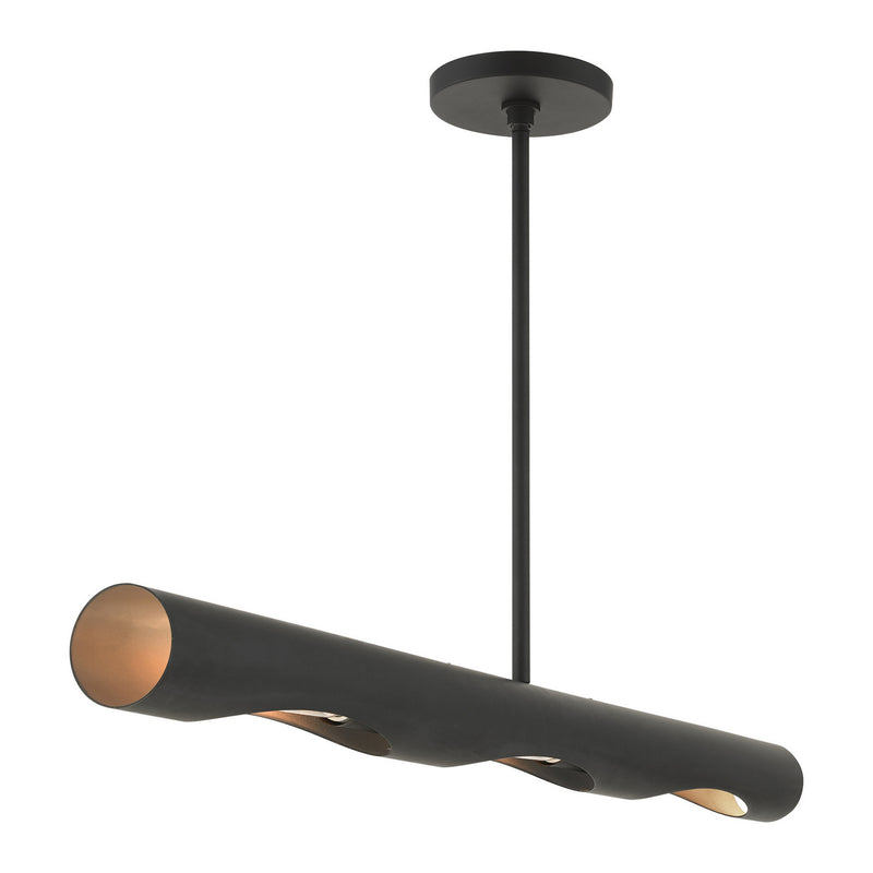 Livex Lighting 45897-04 Three Light Linear Chandelier, Black