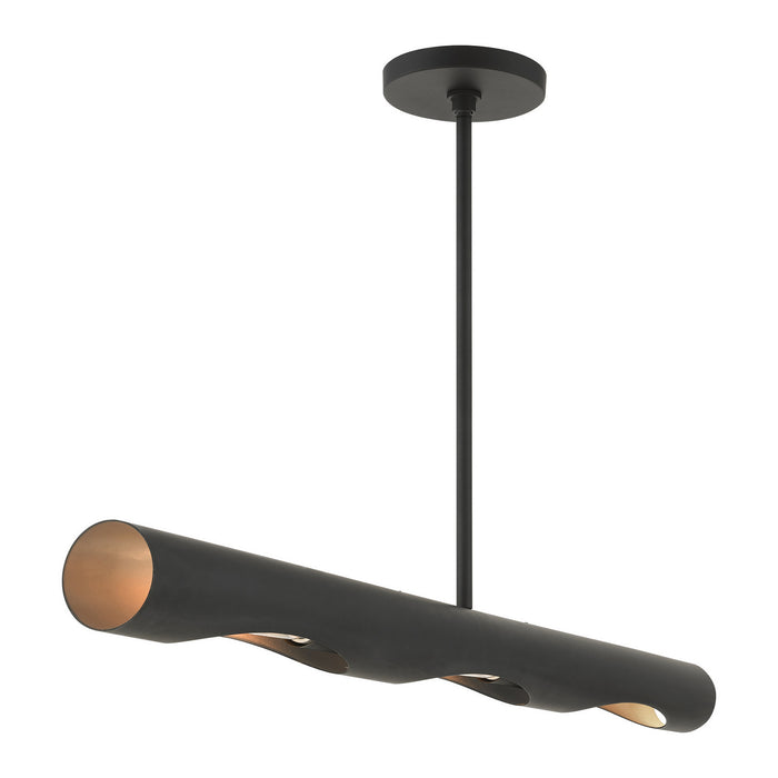 Livex Lighting 45897-04 Three Light Linear Chandelier, Black