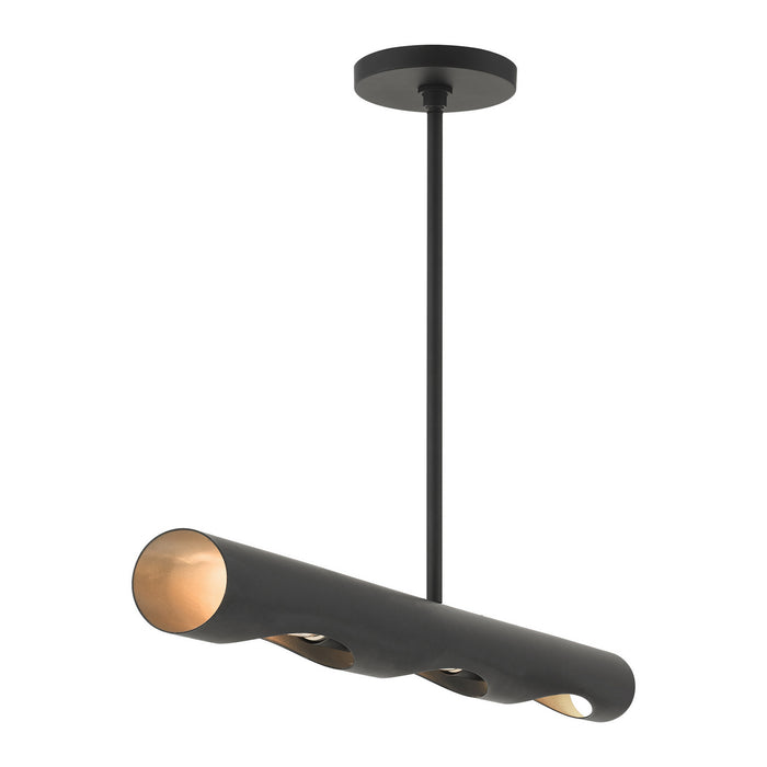 Livex Lighting 45897-04 Three Light Linear Chandelier, Black