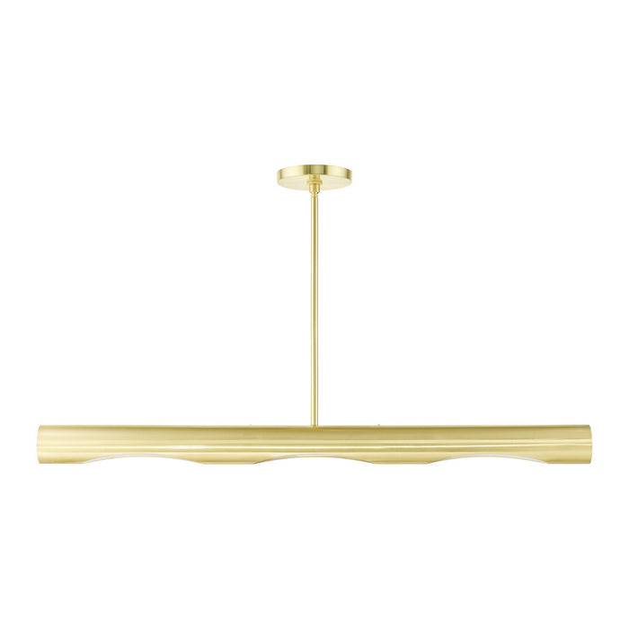 Livex Lighting 45897-12 Three Light Linear Chandelier, Satin Brass