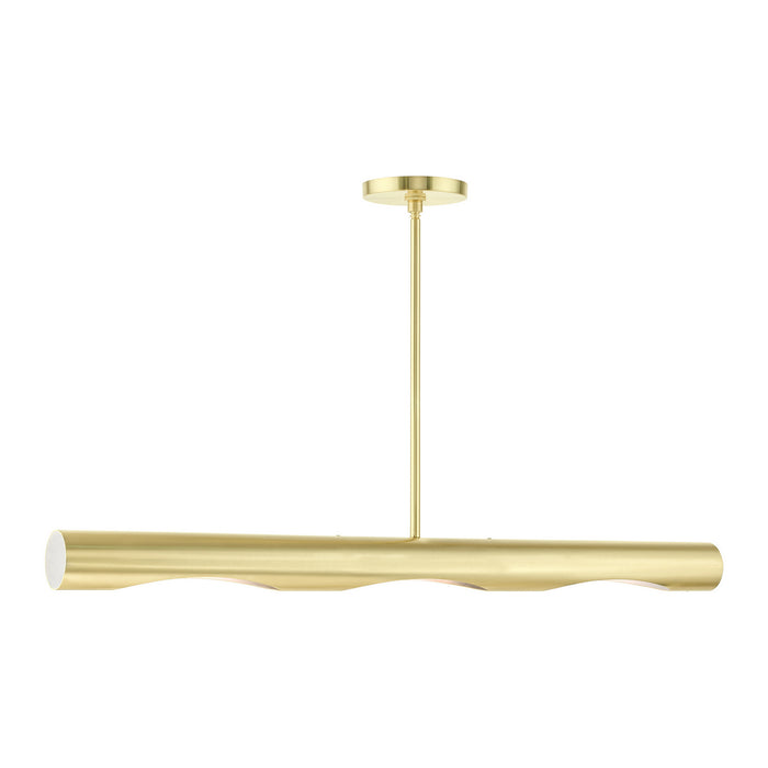 Livex Lighting 45897-12 Three Light Linear Chandelier, Satin Brass