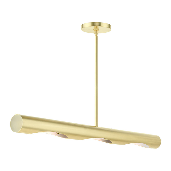 Livex Lighting 45897-12 Three Light Linear Chandelier, Satin Brass