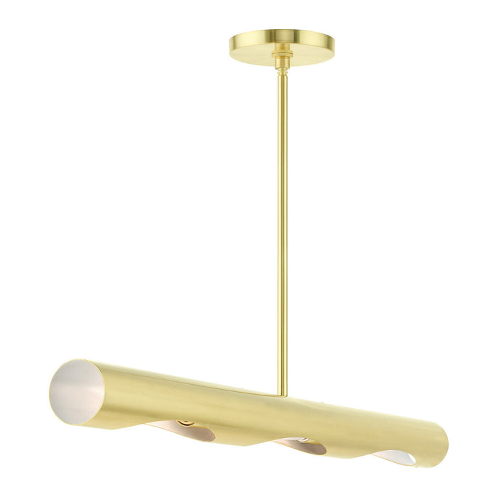 Livex Lighting 45897-12 Three Light Linear Chandelier, Satin Brass
