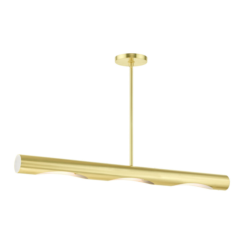 Livex Lighting 45897-12 Three Light Linear Chandelier, Satin Brass