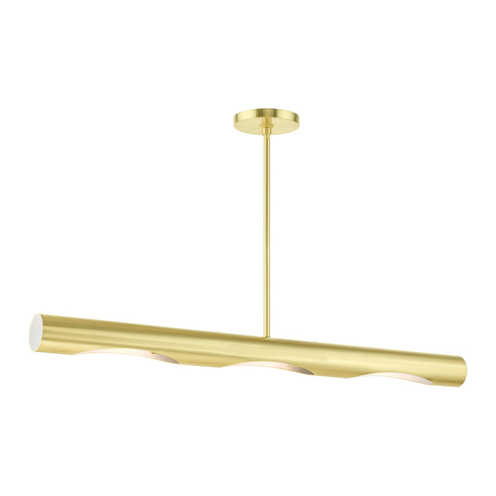 Livex Lighting 45897-12 Three Light Linear Chandelier, Satin Brass