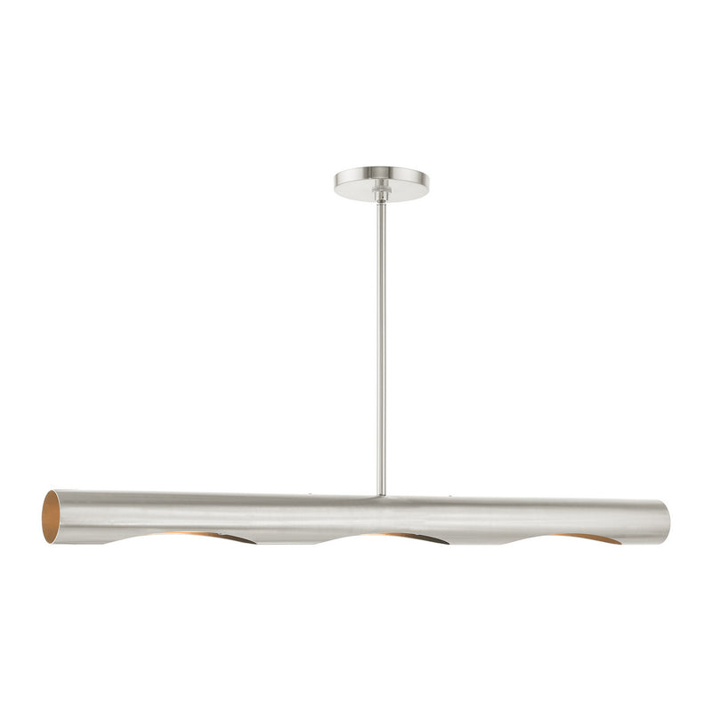 Livex Lighting 45897-91 Three Light Linear Chandelier, Brushed Nickel