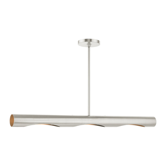Livex Lighting 45897-91 Three Light Linear Chandelier, Brushed Nickel