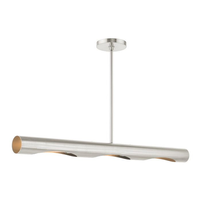 Livex Lighting 45897-91 Three Light Linear Chandelier, Brushed Nickel