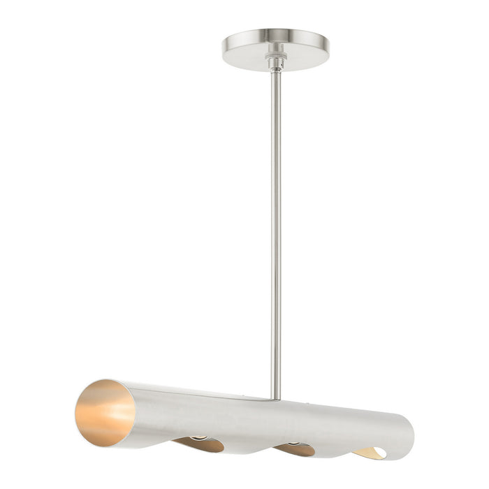 Livex Lighting 45897-91 Three Light Linear Chandelier, Brushed Nickel