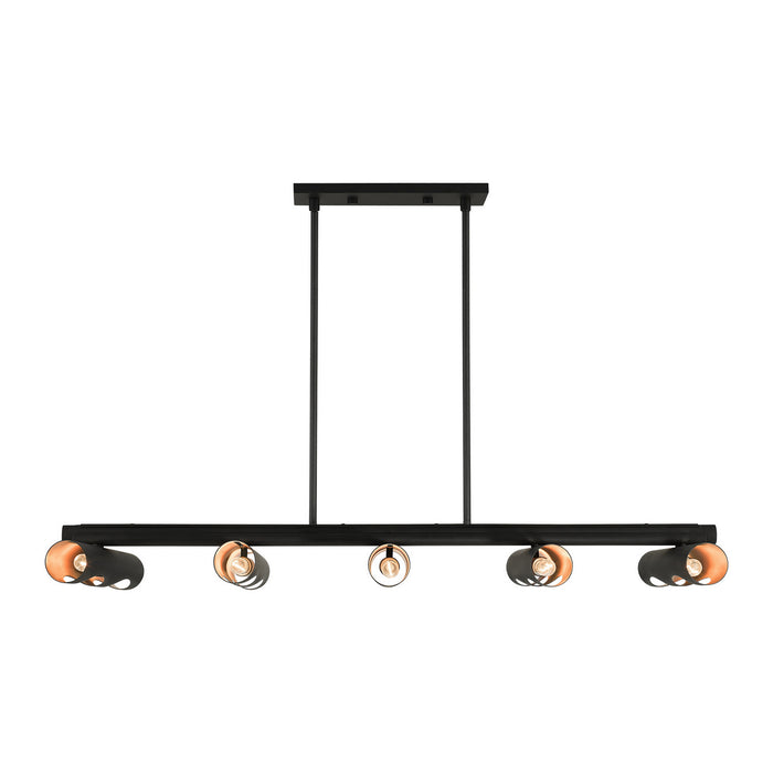 Livex Lighting 45898-04 Ten Light Linear Chandelier, Black