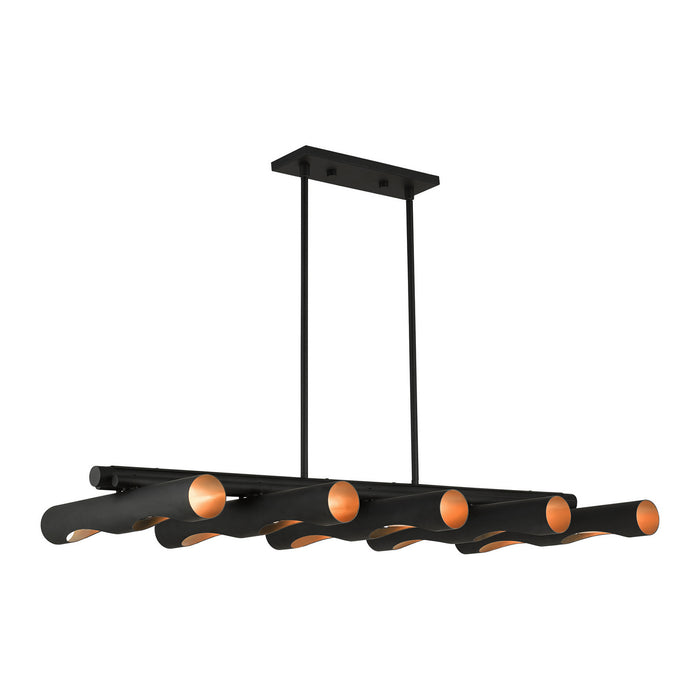 Livex Lighting 45898-04 Ten Light Linear Chandelier, Black