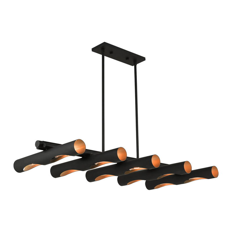 Livex Lighting 45898-04 Ten Light Linear Chandelier, Black