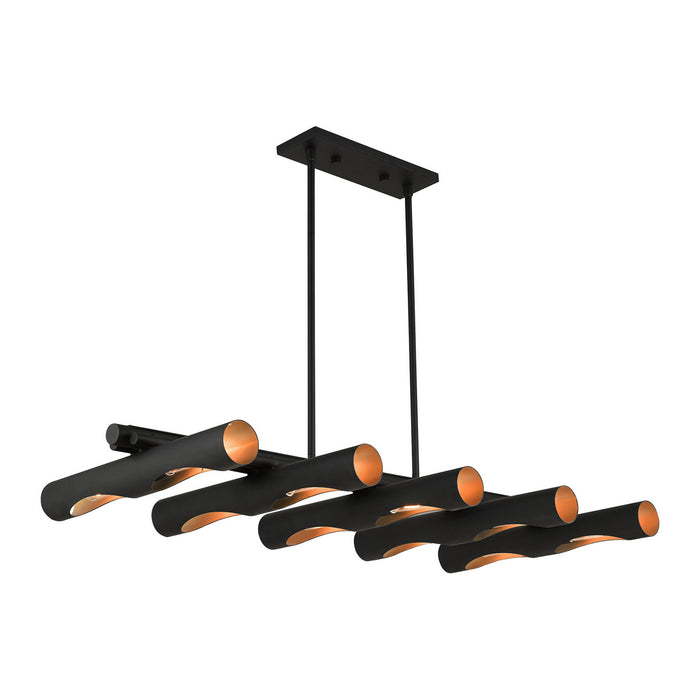 Livex Lighting 45898-04 Ten Light Linear Chandelier, Black