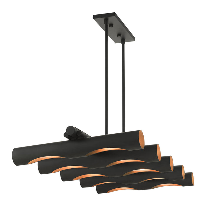 Livex Lighting 45898-04 Ten Light Linear Chandelier, Black