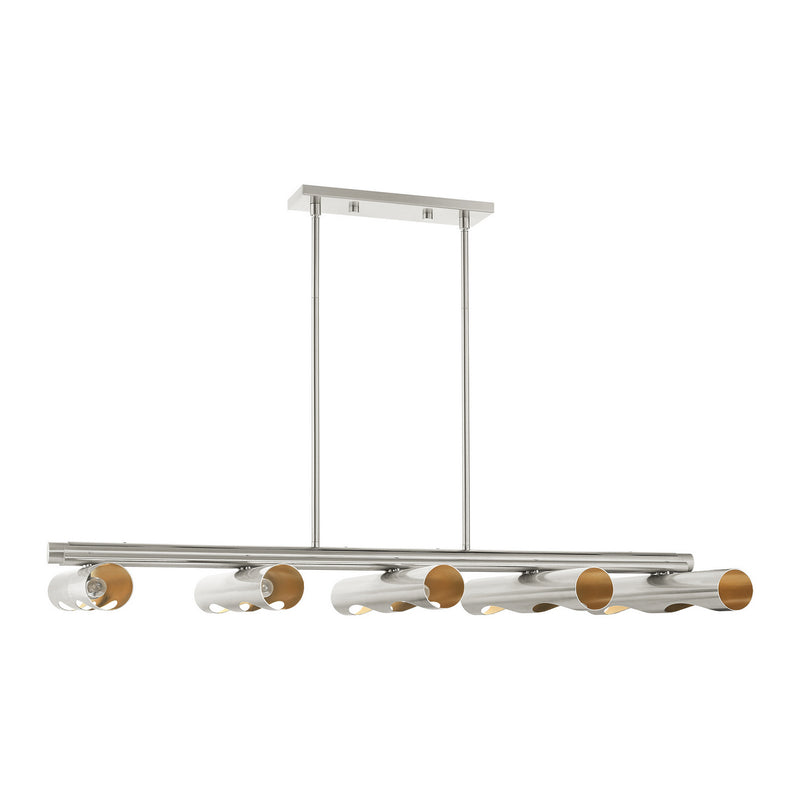 Livex Lighting 45898-91 Ten Light Linear Chandelier, Brushed Nickel