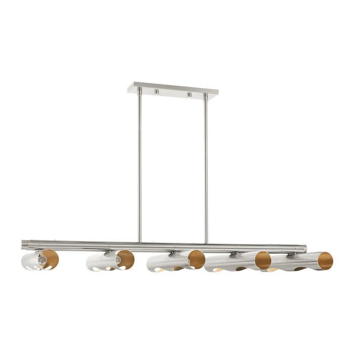 Livex Lighting 45898-91 Ten Light Linear Chandelier, Brushed Nickel
