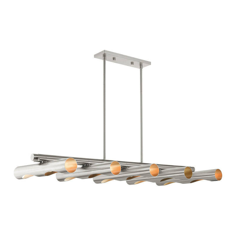 Livex Lighting 45898-91 Ten Light Linear Chandelier, Brushed Nickel