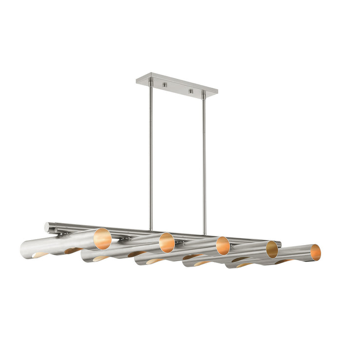 Livex Lighting 45898-91 Ten Light Linear Chandelier, Brushed Nickel
