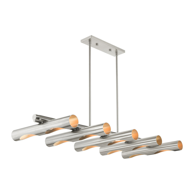 Livex Lighting 45898-91 Ten Light Linear Chandelier, Brushed Nickel