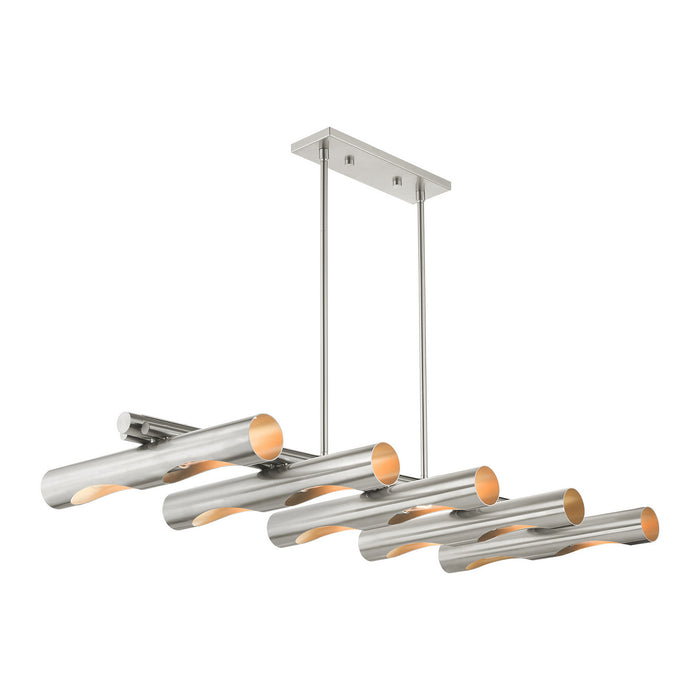 Livex Lighting 45898-91 Ten Light Linear Chandelier, Brushed Nickel