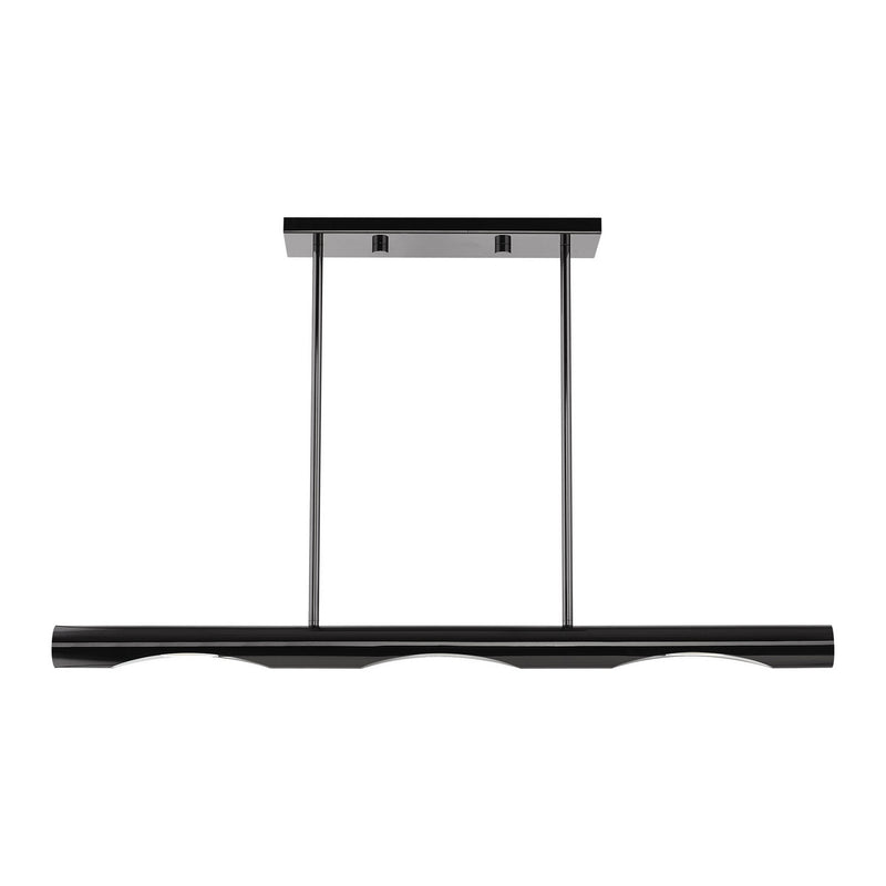 Livex Lighting 45917-46 Three Light Linear Chandelier, Black Chrome