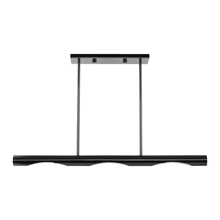 Livex Lighting 45917-46 Three Light Linear Chandelier, Black Chrome
