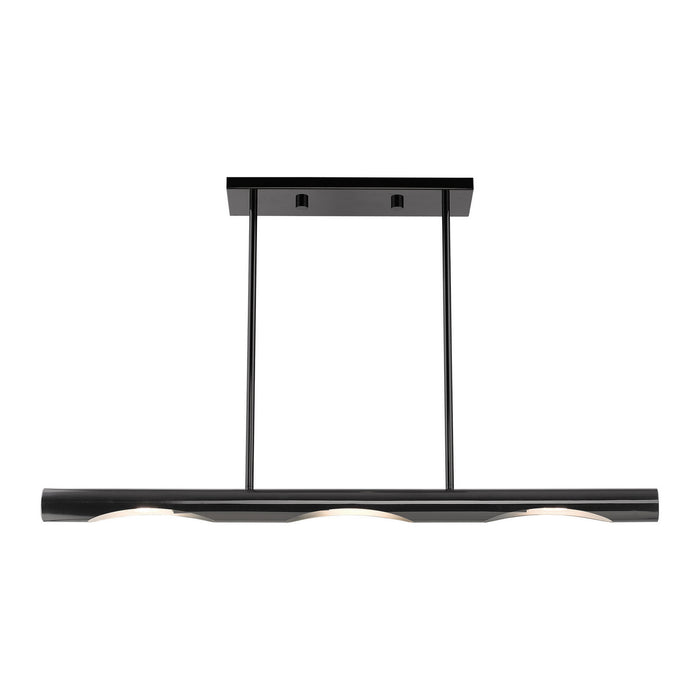 Livex Lighting 45917-46 Three Light Linear Chandelier, Black Chrome