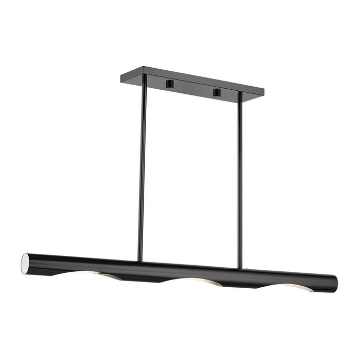 Livex Lighting 45917-46 Three Light Linear Chandelier, Black Chrome
