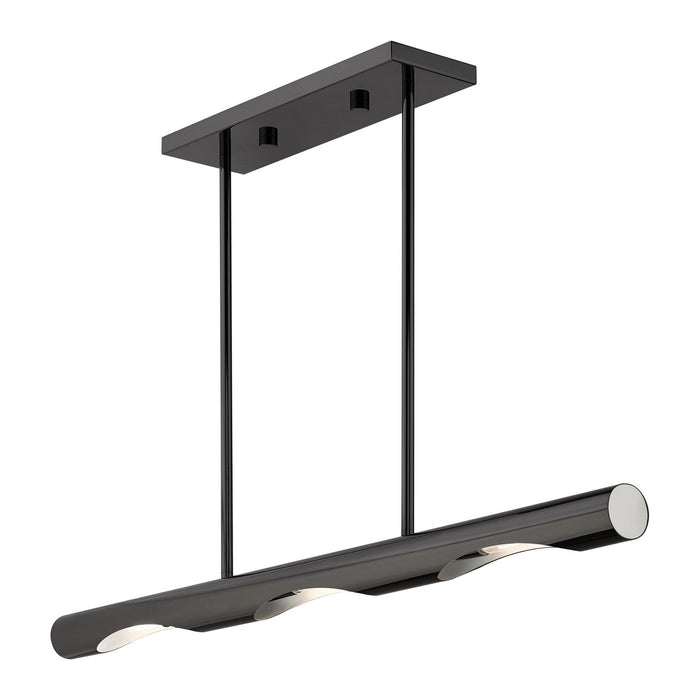 Livex Lighting 45917-46 Three Light Linear Chandelier, Black Chrome