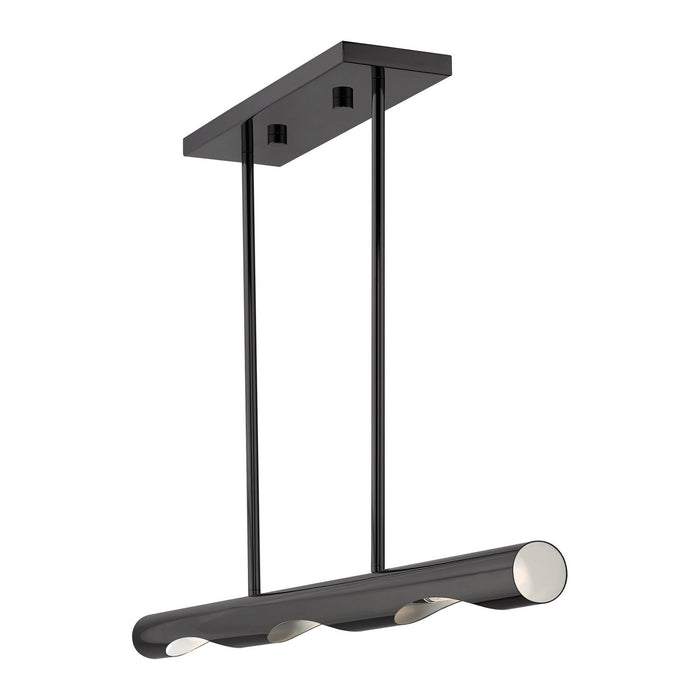 Livex Lighting 45917-46 Three Light Linear Chandelier, Black Chrome