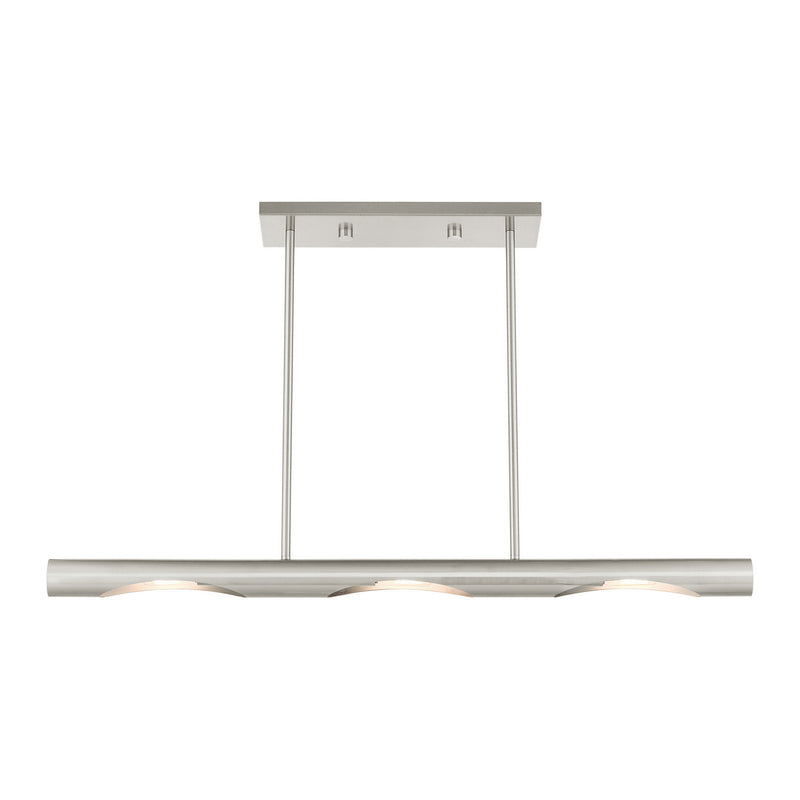 Livex Lighting 45917-91 Three Light Linear Chandelier, Brushed Nickel