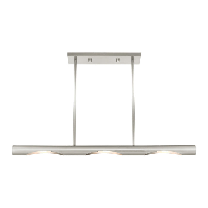 Livex Lighting 45917-91 Three Light Linear Chandelier, Brushed Nickel