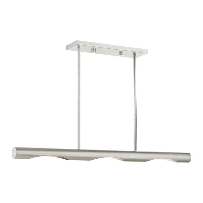 Livex Lighting 45917-91 Three Light Linear Chandelier, Brushed Nickel