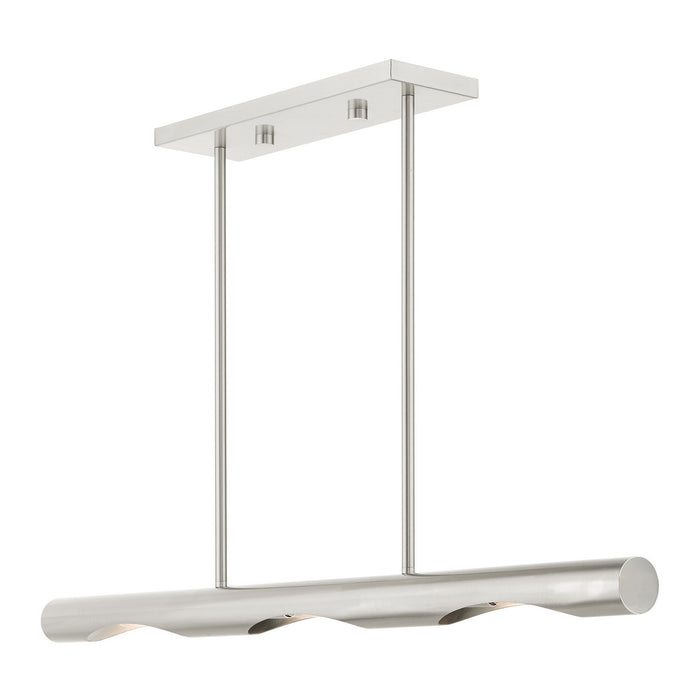 Livex Lighting 45917-91 Three Light Linear Chandelier, Brushed Nickel