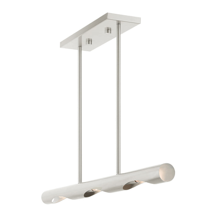 Livex Lighting 45917-91 Three Light Linear Chandelier, Brushed Nickel