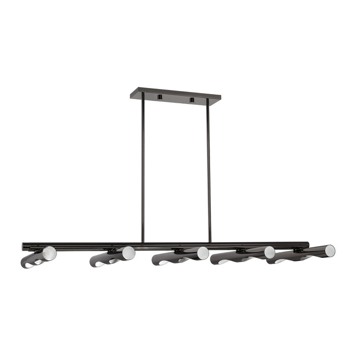 Livex Lighting 45918-46 Ten Light Linear Chandelier, Black Chrome