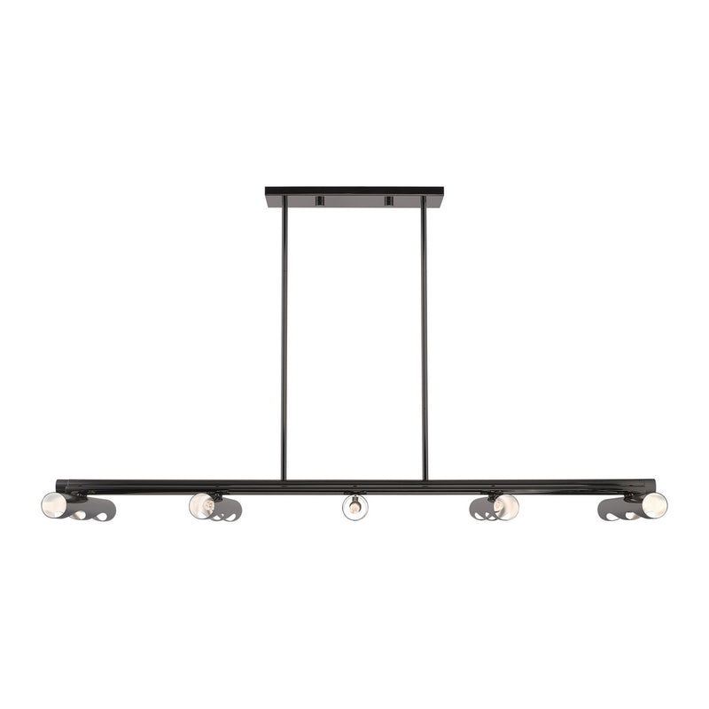 Livex Lighting 45918-46 Ten Light Linear Chandelier, Black Chrome