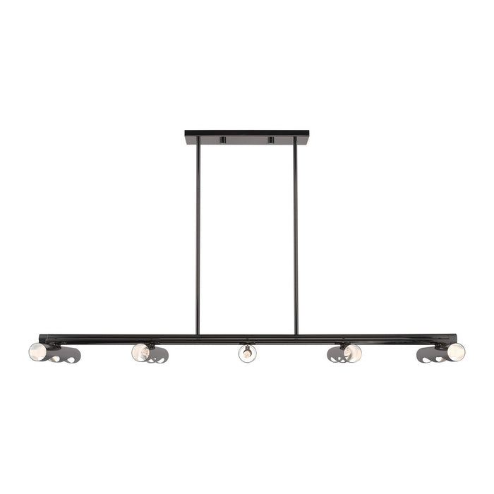 Livex Lighting 45918-46 Ten Light Linear Chandelier, Black Chrome