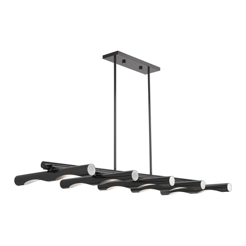Livex Lighting 45918-46 Ten Light Linear Chandelier, Black Chrome