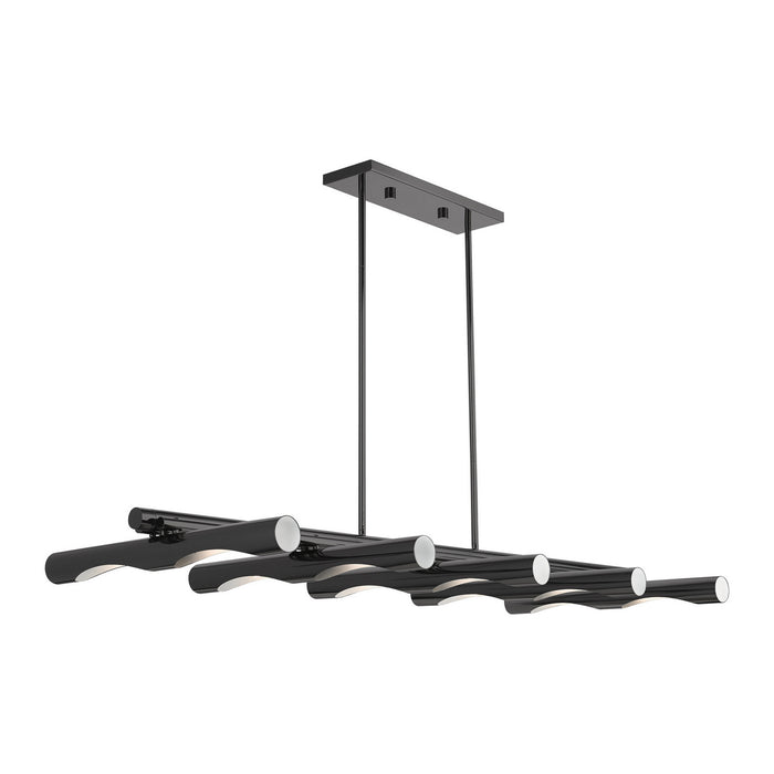Livex Lighting 45918-46 Ten Light Linear Chandelier, Black Chrome