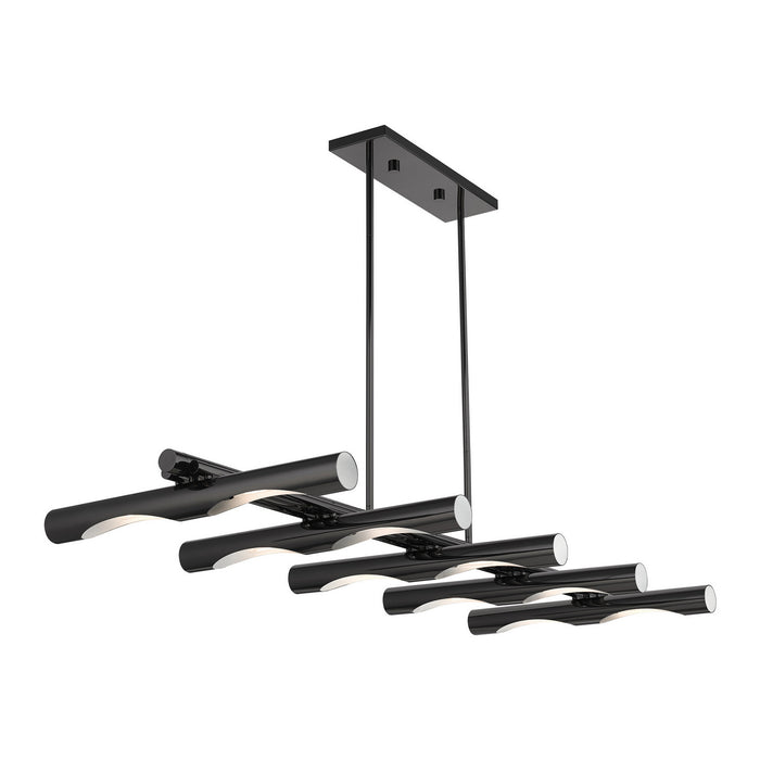 Livex Lighting 45918-46 Ten Light Linear Chandelier, Black Chrome